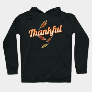 Brown Turkey Feathers Thankful Logo For Thanksgiving Hoodie